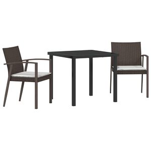 vidaXL Garden Dining Set 3 pcs Brown and Black PE Rattan