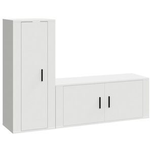 vidaXL 2 Piece TV Cabinet Set White Engineered Wood