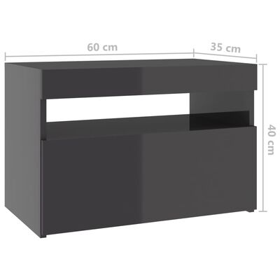 vidaXL TV Cabinets with LED Lights 2 pcs High Gloss Grey 60x35x40 cm