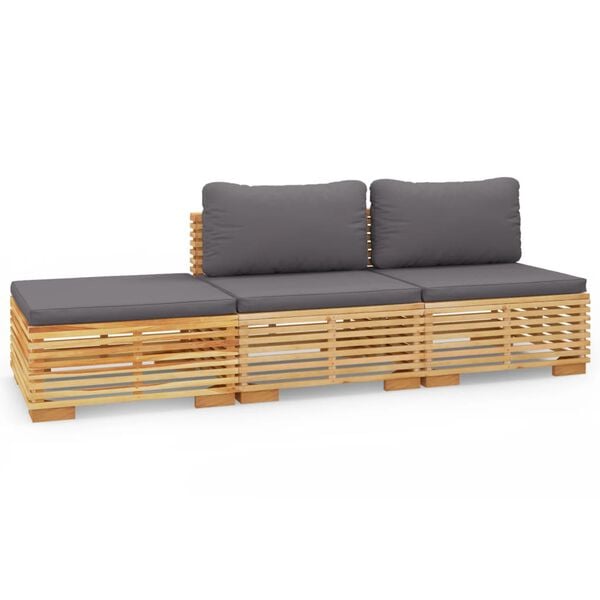 vidaXL 3 Piece Garden Lounge Set with Cushions Solid Wood Teak