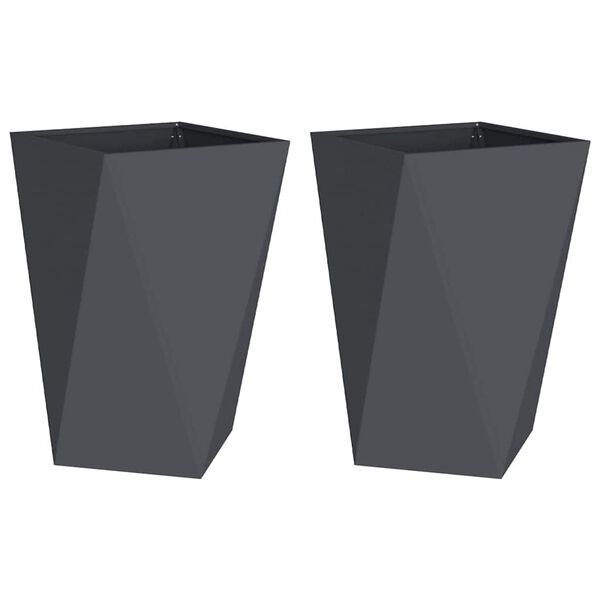 vidaXL Planter 2 pcs Anthracite 50 x 50 x 75 cm Steel