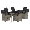 vidaXL 7 Piece Garden Dining Set with Cushions Grey Poly Rattan