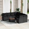 vidaXL Garden Sofa Set with Storage 9 pcs Black Poly Rattan