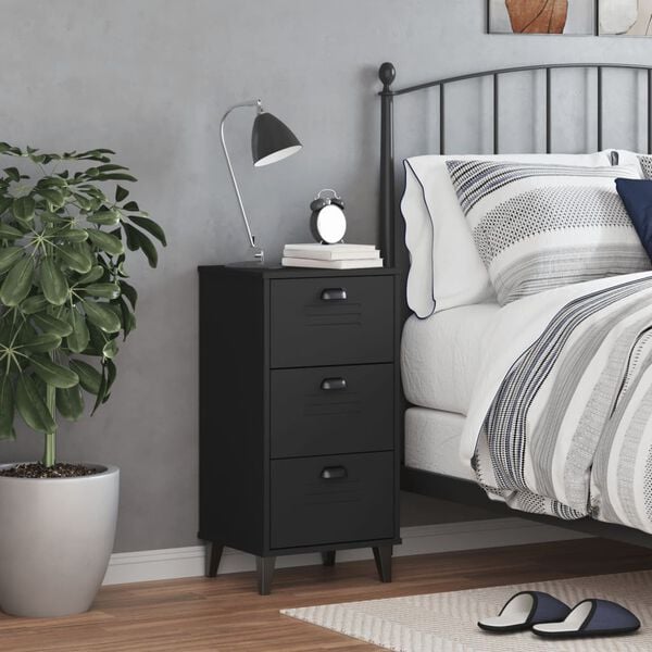 vidaXL Bedside Cabinet VIKEN Black Engineered Wood