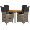 vidaXL 5 Piece Garden Dining Set with Cushions Grey Poly Rattan