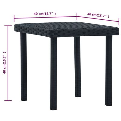 vidaXL Garden Tea Table Black 40x40x40 cm Poly Rattan