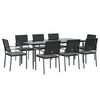vidaXL 9 Piece Garden Dining Set with Cushions Poly Rattan and Steel