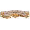 vidaXL 9 Piece Garden Lounge Set with Taupe Cushions Solid Wood