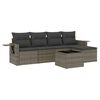 vidaXL 6 Piece Garden Sofa Set with Cushions Grey Poly Rattan
