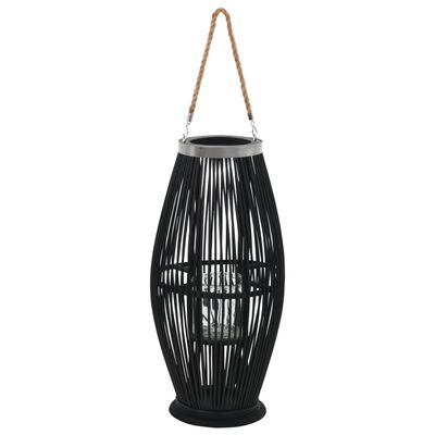 vidaXL Hanging Candle Lantern Holder Bamboo Black 60 cm