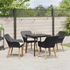 vidaXL Garden Dining Set with Cushion 5 pcs Black Poly Rattan