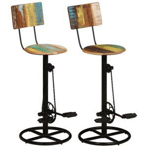 vidaXL Bar Stool | Set of 2 | Multicolour | Solid reclaimed wood, iron