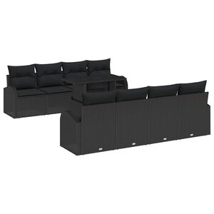 vidaXL Garden Sofa Set 9 pcs Black Poly Rattan