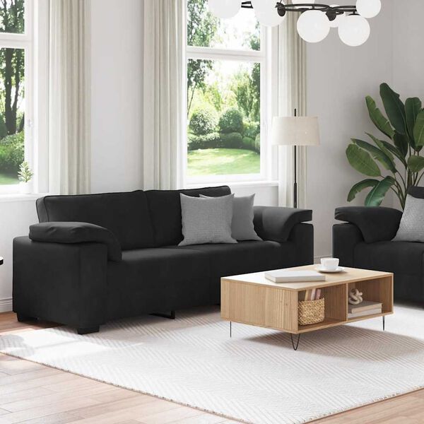 vidaXL 2 Piece Sofa Set with Cushions Black Velvet