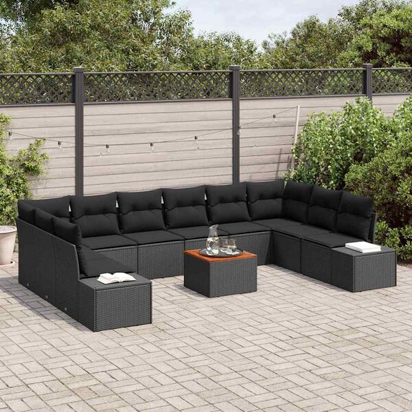 vidaXL Garden Sofa Set 11 pcs Black