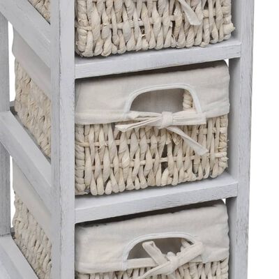 vidaXL Wooden Storage Rack 3 Weaving Baskets White