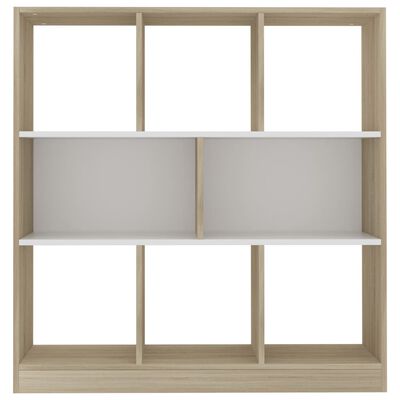 vidaXL Book Cabinet White and Sonoma Oak 97.5x29.5x100 cm Engineered Wood