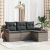 vidaXL Garden Sofa Set with Cushion 4 pcs Grey Poly rattan