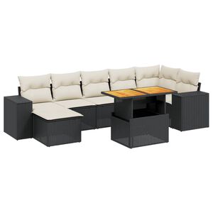 vidaXL 8 Piece Garden Sofa Set with Cushions Black Poly Rattan