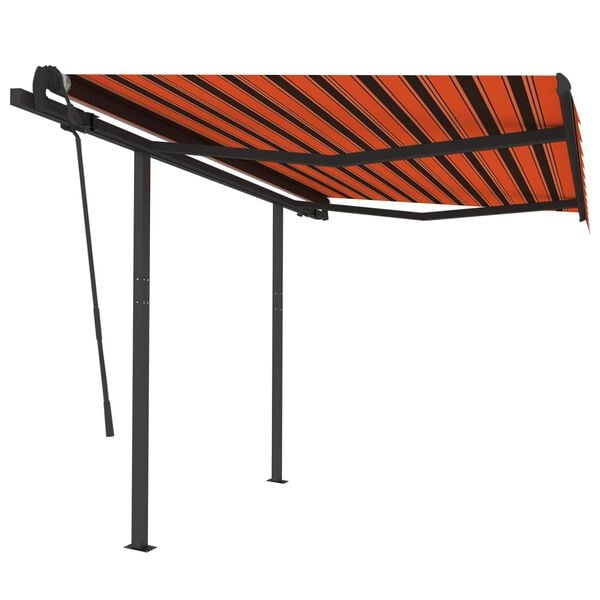 vidaXL Manual Retractable Awning with Posts 3x2.5 m Orange and Brown