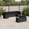 vidaXL 9 Piece Garden Sofa Set with Cushions Black Poly Rattan