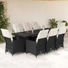 vidaXL 9 Piece Garden Bistro Set with Cushions Black Poly Rattan