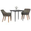 vidaXL Garden Dining Set with Cushion 3 pcs Grey Poly Rattan