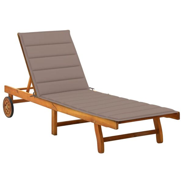 vidaXL Garden Sun Lounger with Cushion Solid Acacia Wood