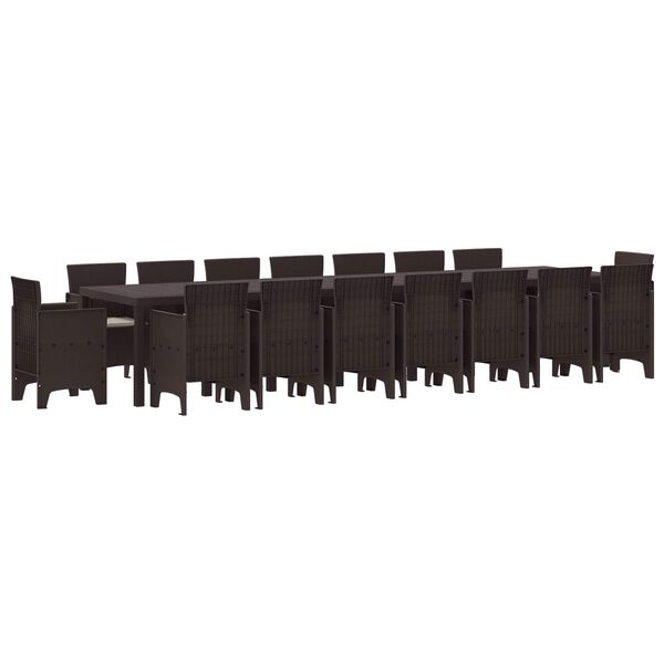 vidaXL Garden Dining Set with Cushions with Cushion 17 pcs Brown PP