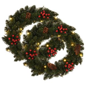 vidaXL Christmas Wreath | Set of 2 | Green | PVC | 45 cm diameter | Ornaments