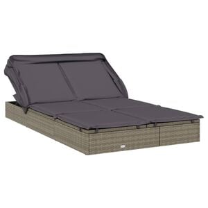 vidaXL 2-Person Sunbed with Foldable Roof Grey 213x118x97 cm