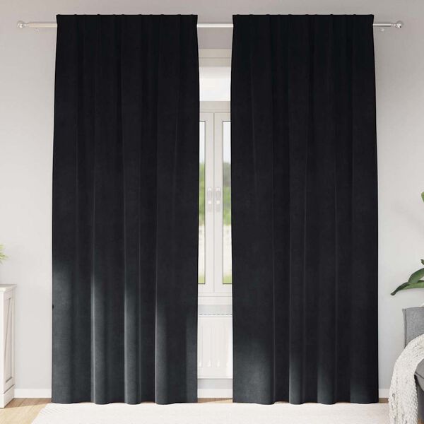 vidaXL Blackout Curtains 2 pcs Black 140 x 245 cm Velvet