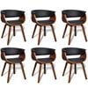 Modern Artificial Leather Wood Dining Chair 6 pcs