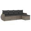 vidaXL 5 Piece Garden Sofa Set with Cushions Grey Poly Rattan