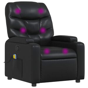 vidaXL Massage Recliner Chair Black Faux Leather