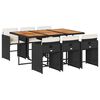 vidaXL 7 Piece Garden Dining Set with Cushions Black Poly Rattan