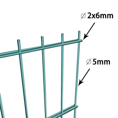 vidaXL Fence Panel with Posts Powder-coated Iron 6x2 m Green