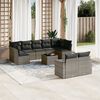 vidaXL 10 Piece Garden Sofa Set with Cushions Grey Poly Rattan