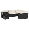 vidaXL 10 Piece Garden Sofa Set with Cushions Black Poly Rattan