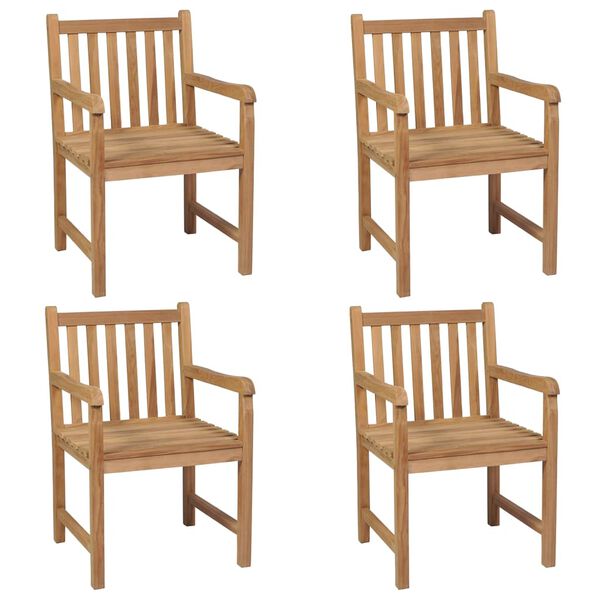 vidaXL Garden Chairs 4 pcs with Grey Cushions Solid Teak Wood