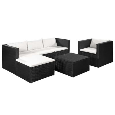 vidaXL 4 Piece Garden Lounge Set Poly Rattan Black and White
