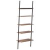 vidaXL 5-Tier Leaning Shelf Dark Brown and Black 64x34x185.5 cm