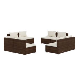 vidaXL 8 Piece Garden Lounge Set with Cushions Poly Rattan Brown