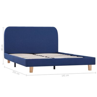vidaXL Bed Frame Blue Fabric King Single Size