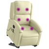 vidaXL Electric Stand up Massage Recliner Chair Cream Real Leather