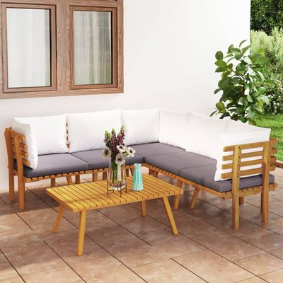 vidaXL 6 Piece Garden Lounge Set with Cushions Solid Wood Acacia
