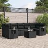 vidaXL 8 Piece Garden Sofa Set with Cushions Black Poly Rattan