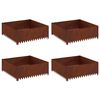 vidaXL Lawn Edging 4 pcs 100 x 100 x 35 cm Steel Rusty