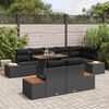 vidaXL Garden Sofa Set with Storage 9 pcs Black Poly rattan