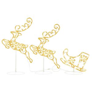 vidaXL Christmas Reindeer & Sleigh | White | Acrylic | Large